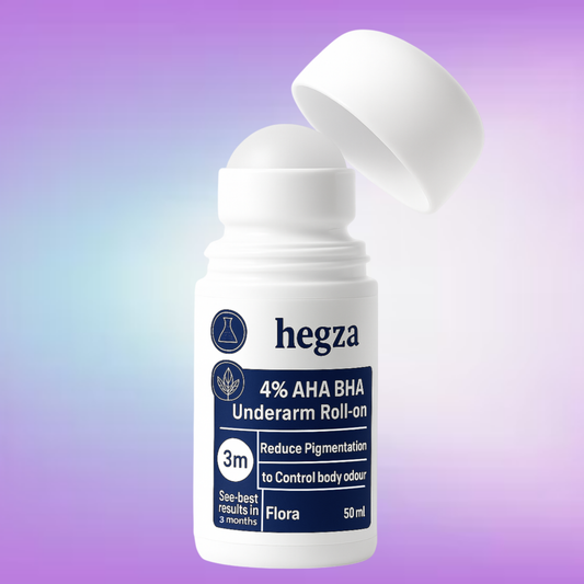 Hegza 4% AHA BHA Underarm Roll-On – Pigmentation Control & Long-Lasting Odor Protection (50ml)